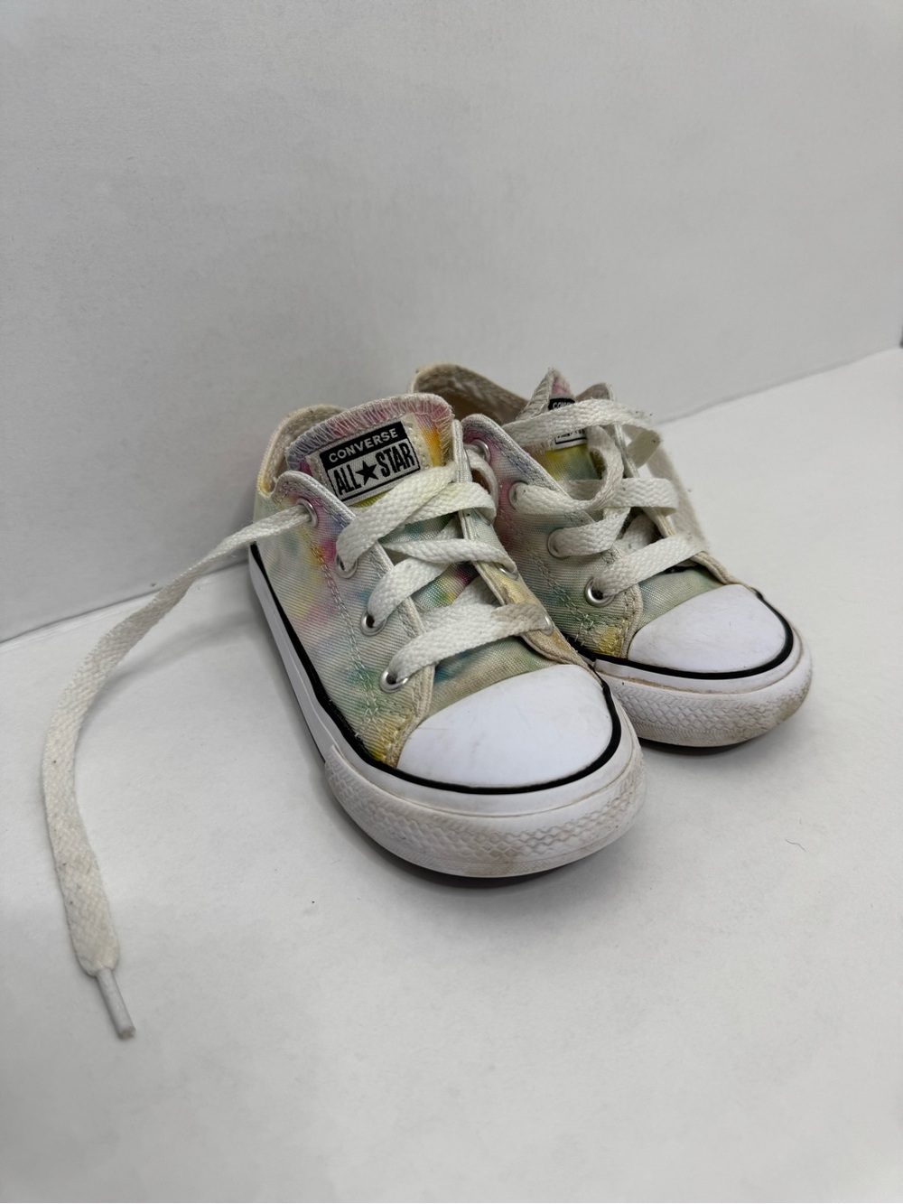 Converse Toddler Low Top Sneakers - White with Pastel Tie-Dye
